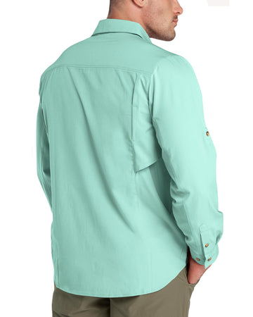 Men's UPF 50+ Breathable Mesh Lined Vents Adjustable Sleeve Shirt
